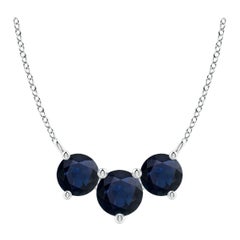 ANGARA - Collier en or blanc 14 carats avec saphirs ronds en Trio - Nature pour femmes