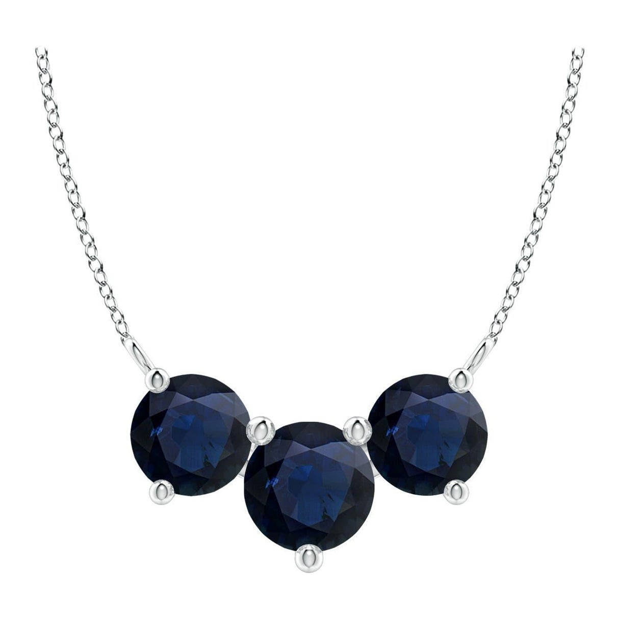 ANGARA - Collier en or blanc 14 carats avec saphirs ronds en Trio - Nature pour femmes en vente