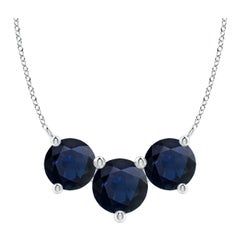 ANGARA - Collier en or blanc 14 carats avec saphirs ronds en Trio - Nature pour femmes