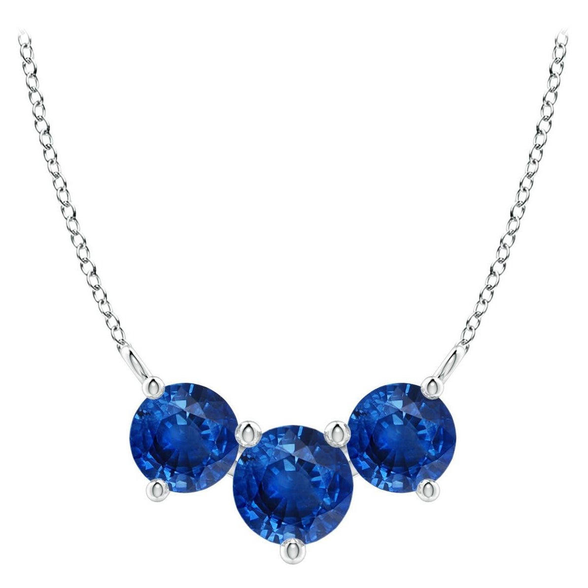 ANGARA - Collier en or blanc 14 carats avec saphirs ronds en Trio - Nature pour femmes en vente