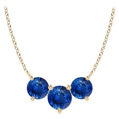 ANGARA Collier en or jaune 14K avec saphirs ronds en Trio naturel classique