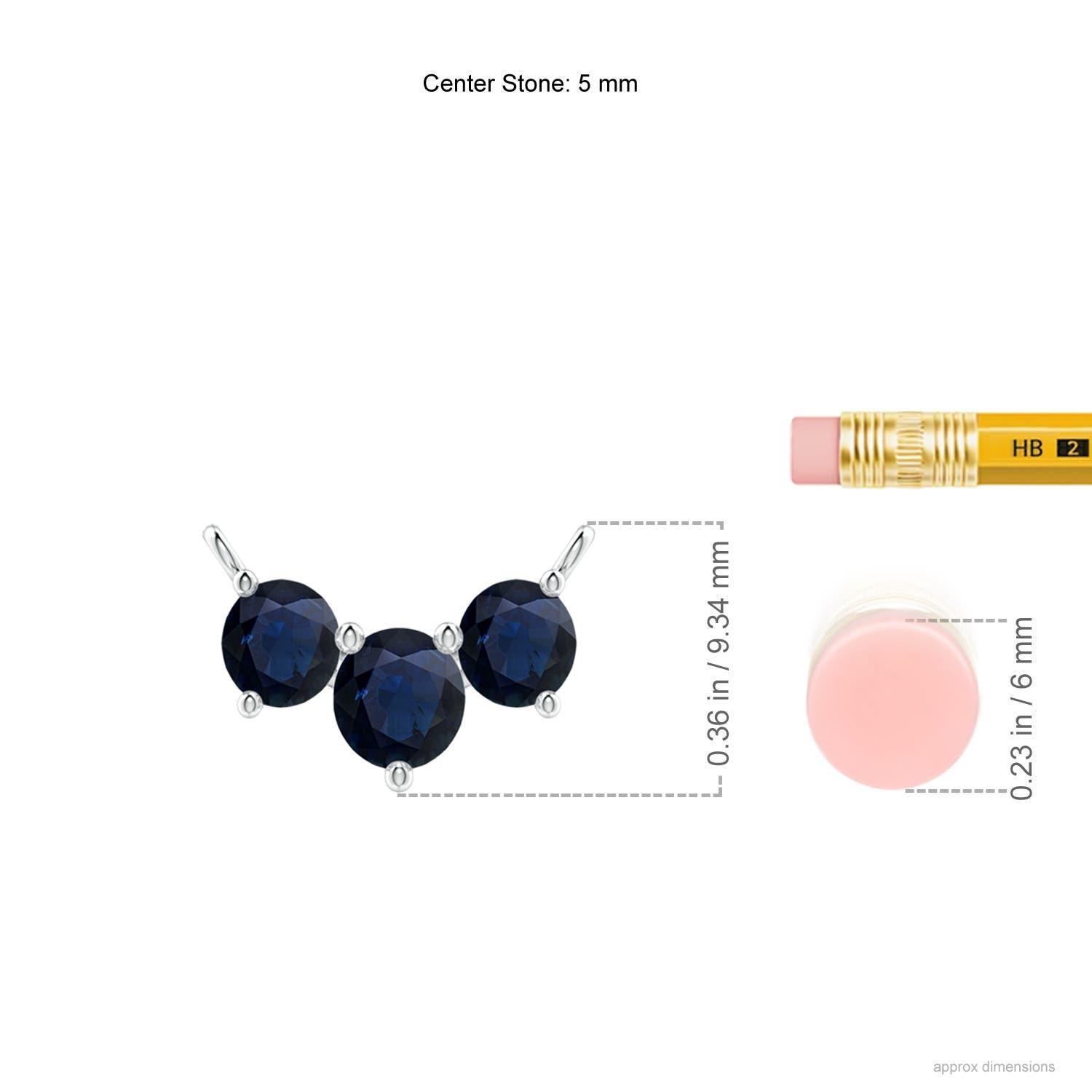 Taglio rotondo ANGARA Collana con zaffiri tondi classici naturali Trio in platino per donna in vendita