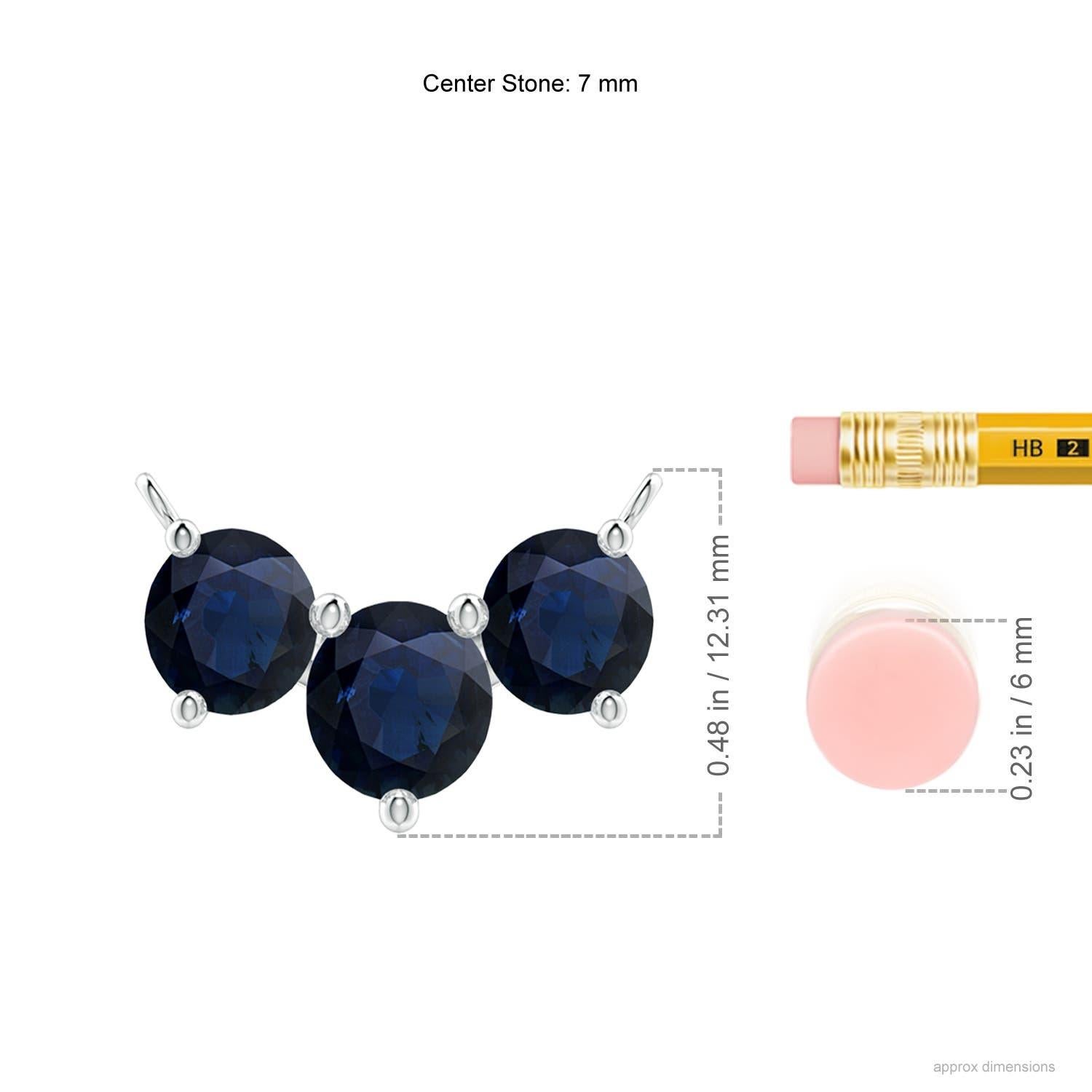 Taglio rotondo ANGARA Collana con zaffiri tondi classici naturali Trio in platino per donna in vendita