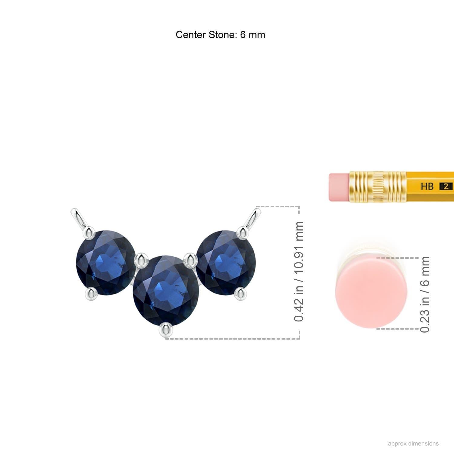 Taglio rotondo ANGARA Collana con zaffiri tondi classici naturali Trio in platino per donna in vendita