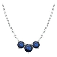 ANGARA Natural Classic Trio Round Sapphire Necklace in Platinum for Women