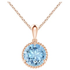 Angara Natural Claw-Set 1,12 ct Aquamarin Solitär-Anhänger in 14K Rose Gold