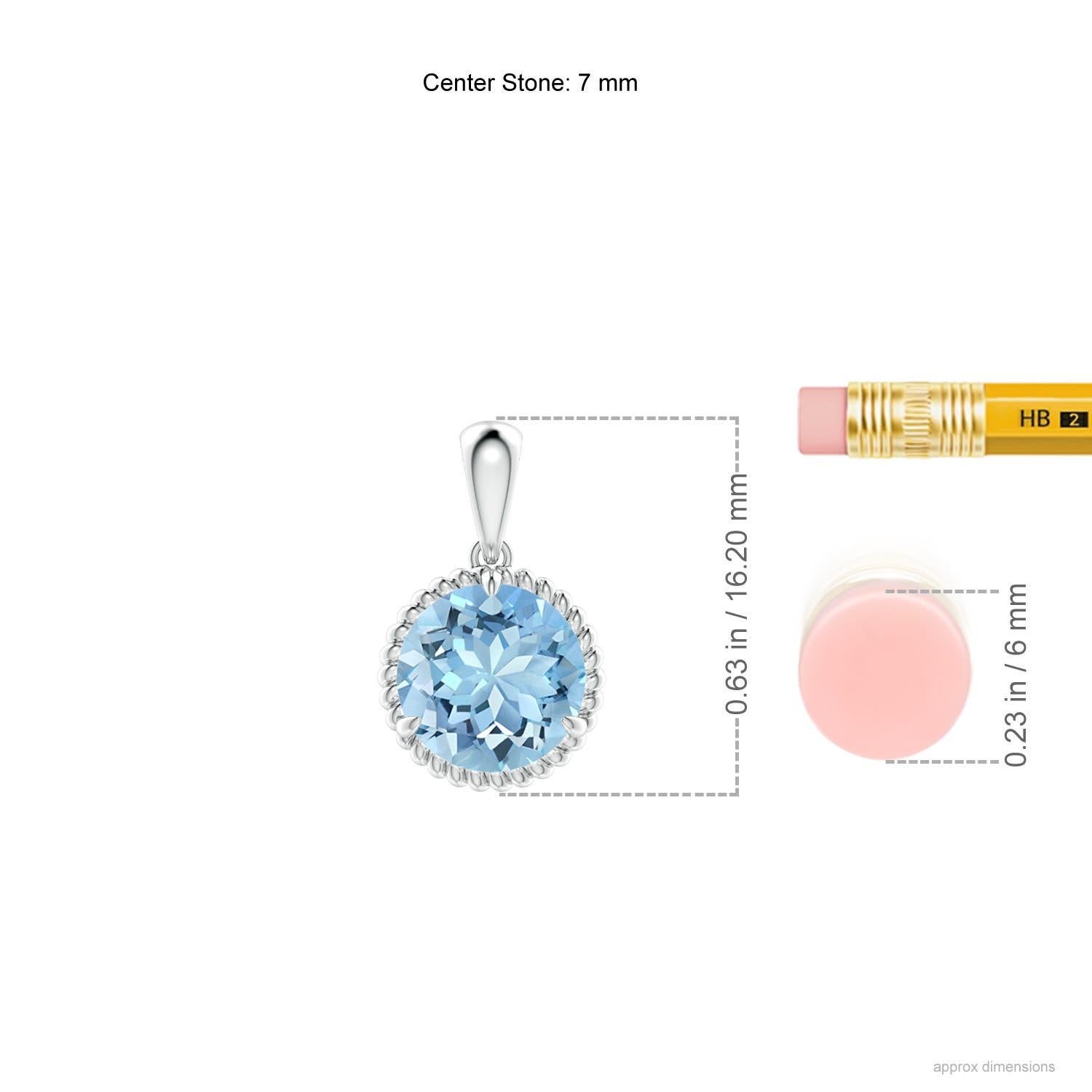 Angara Natural Claw-Set 1,12 ct Aquamarin Solitär-Anhänger in 14K Weißgold (Rundschliff) im Angebot