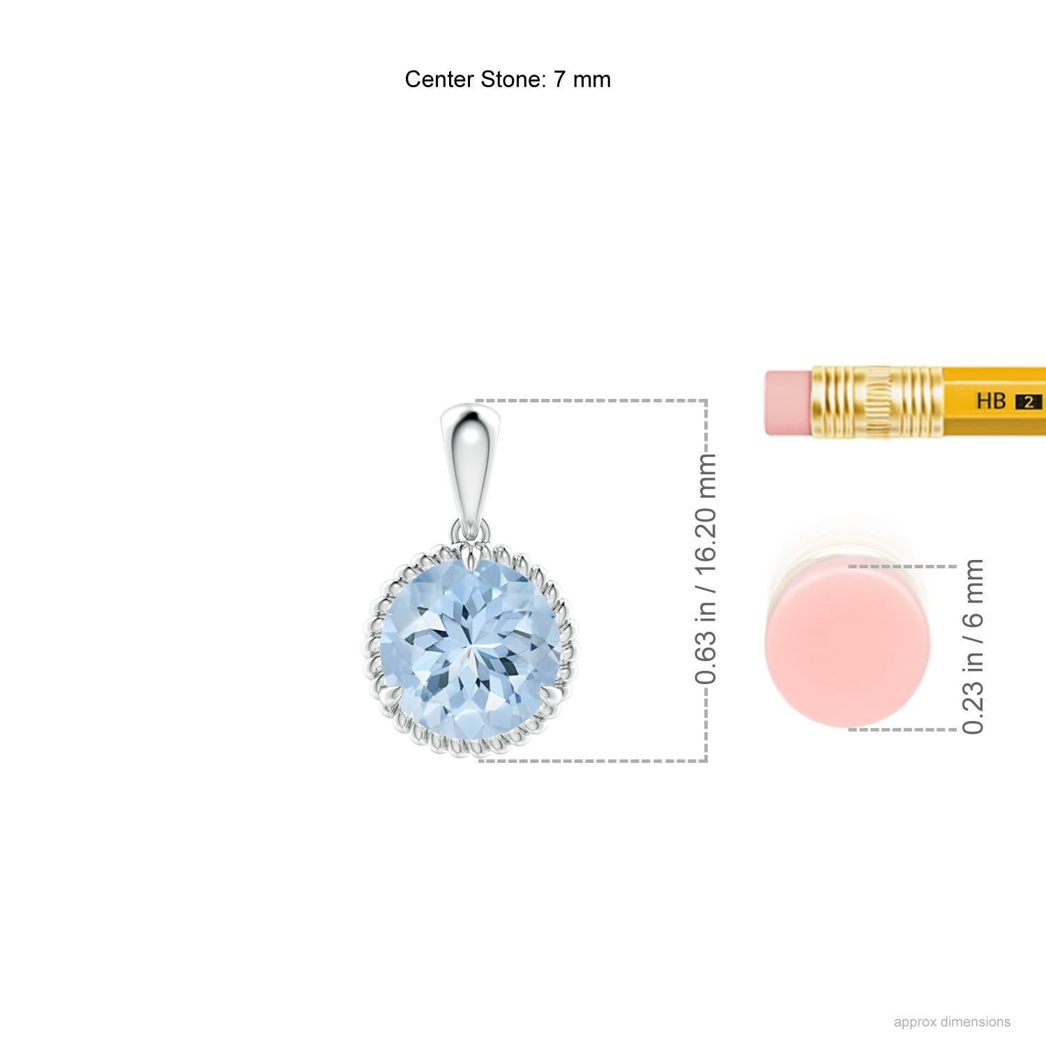 Angara Natural Claw-Set 1,12 ct Aquamarin Solitär-Anhänger in 14K Weißgold (Rundschliff) im Angebot