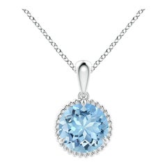 Angara Natural Claw-Set 1,12 ct Aquamarin Solitär-Anhänger in 14K Weißgold
