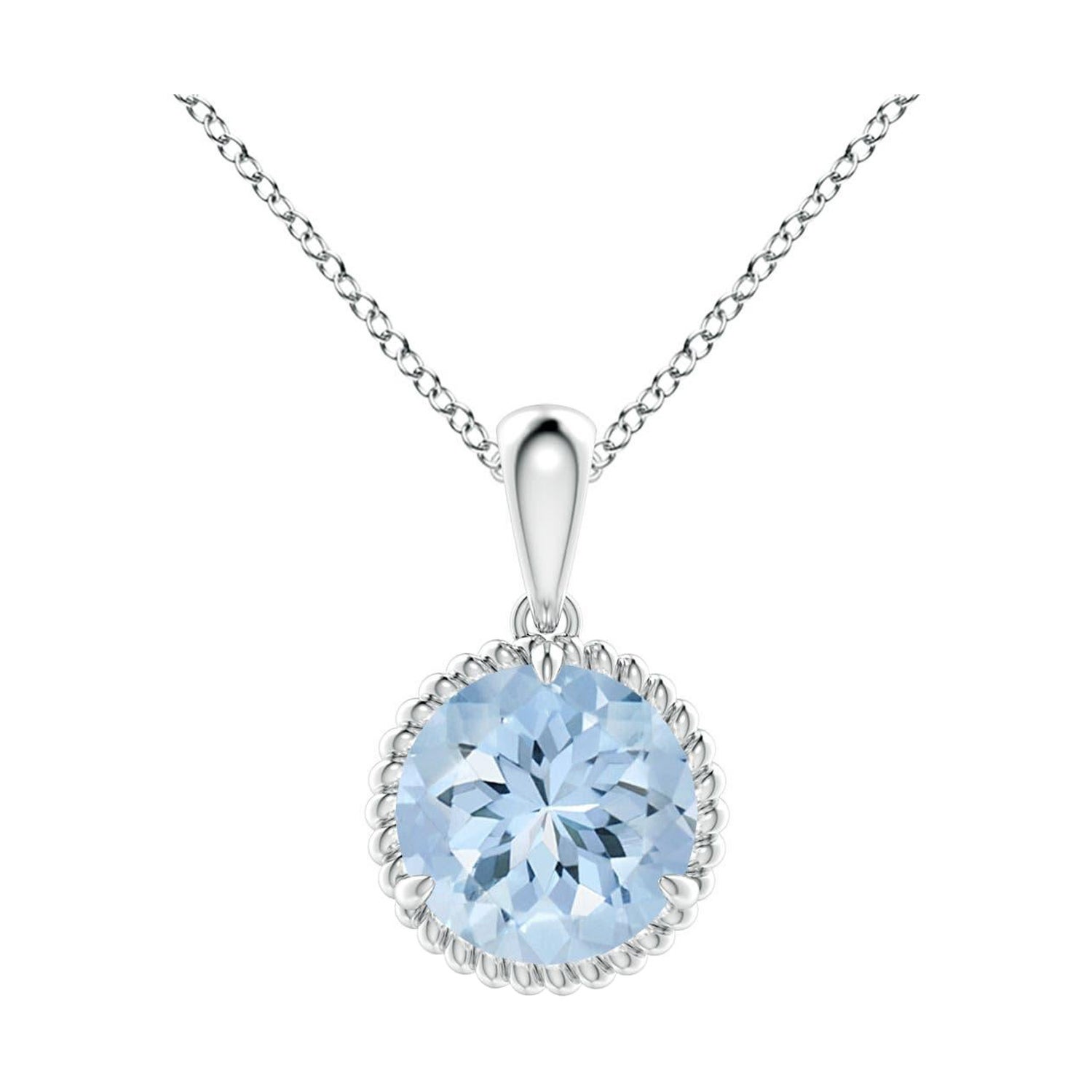 Angara Natural Claw-Set 1,12 ct Aquamarin Solitär-Anhänger in 14K Weißgold im Angebot