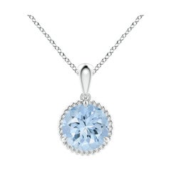 Angara Natural Claw-Set 1,12 ct Aquamarin Solitär-Anhänger in 14K Weißgold