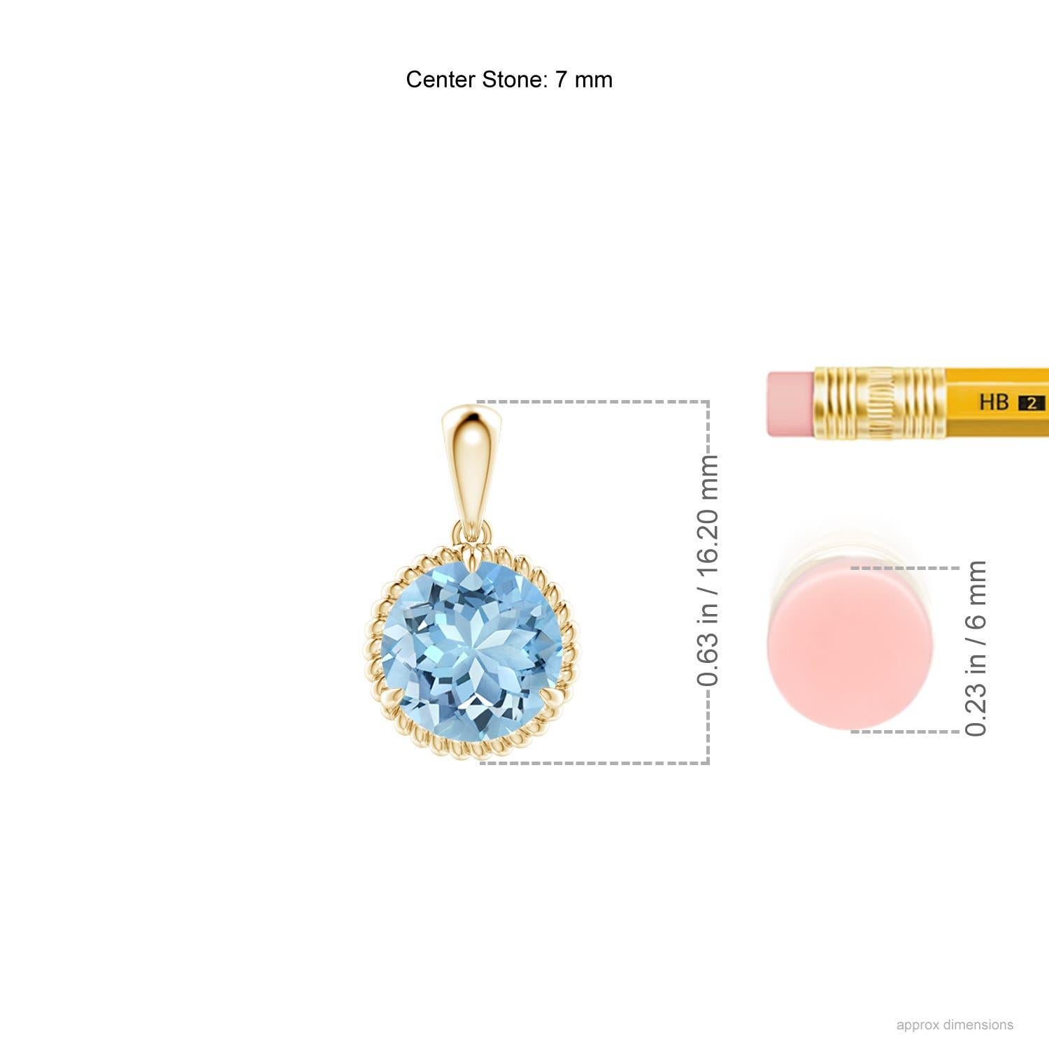 Angara Natural Claw-Set 1,12 ct Aquamarin Solitär-Anhänger in 14K Gelbgold (Rundschliff) im Angebot