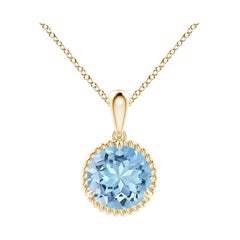 Angara Natural Claw-Set 1,12 ct Aquamarin Solitär-Anhänger in 14K Gelbgold