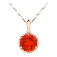 Pendentif solitaire en or massif 14K serti The Claw Nature 1.24 ct Fire Opal