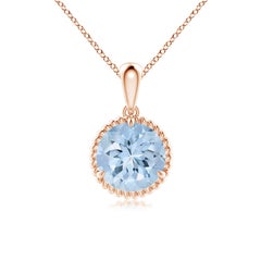 Angara Natural Claw-Set 1,6 ct Aquamarin Solitär-Anhänger in 14K Rose Gold