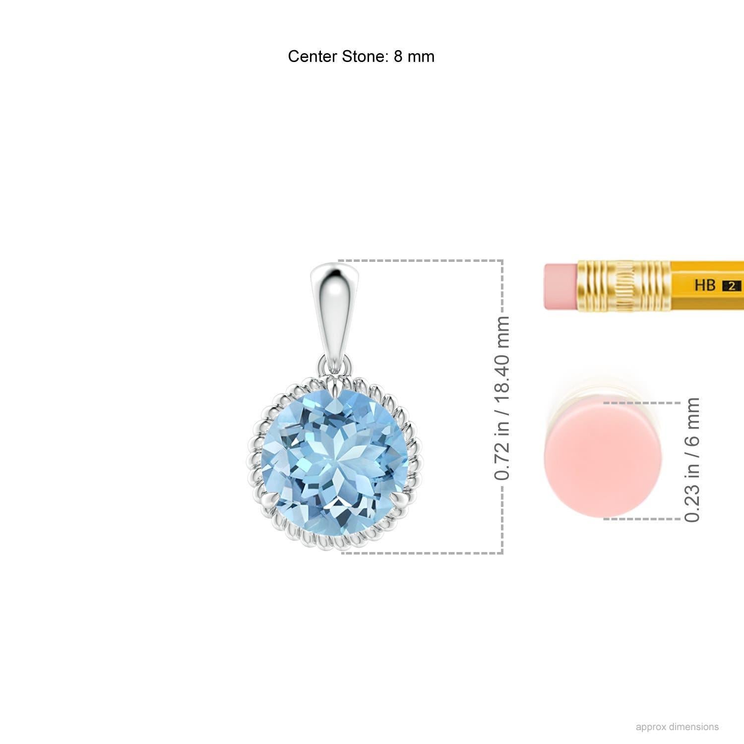 Angara Natural Claw-Set 1,6 ct Aquamarin Solitär-Anhänger in 14K Weißgold (Rundschliff) im Angebot