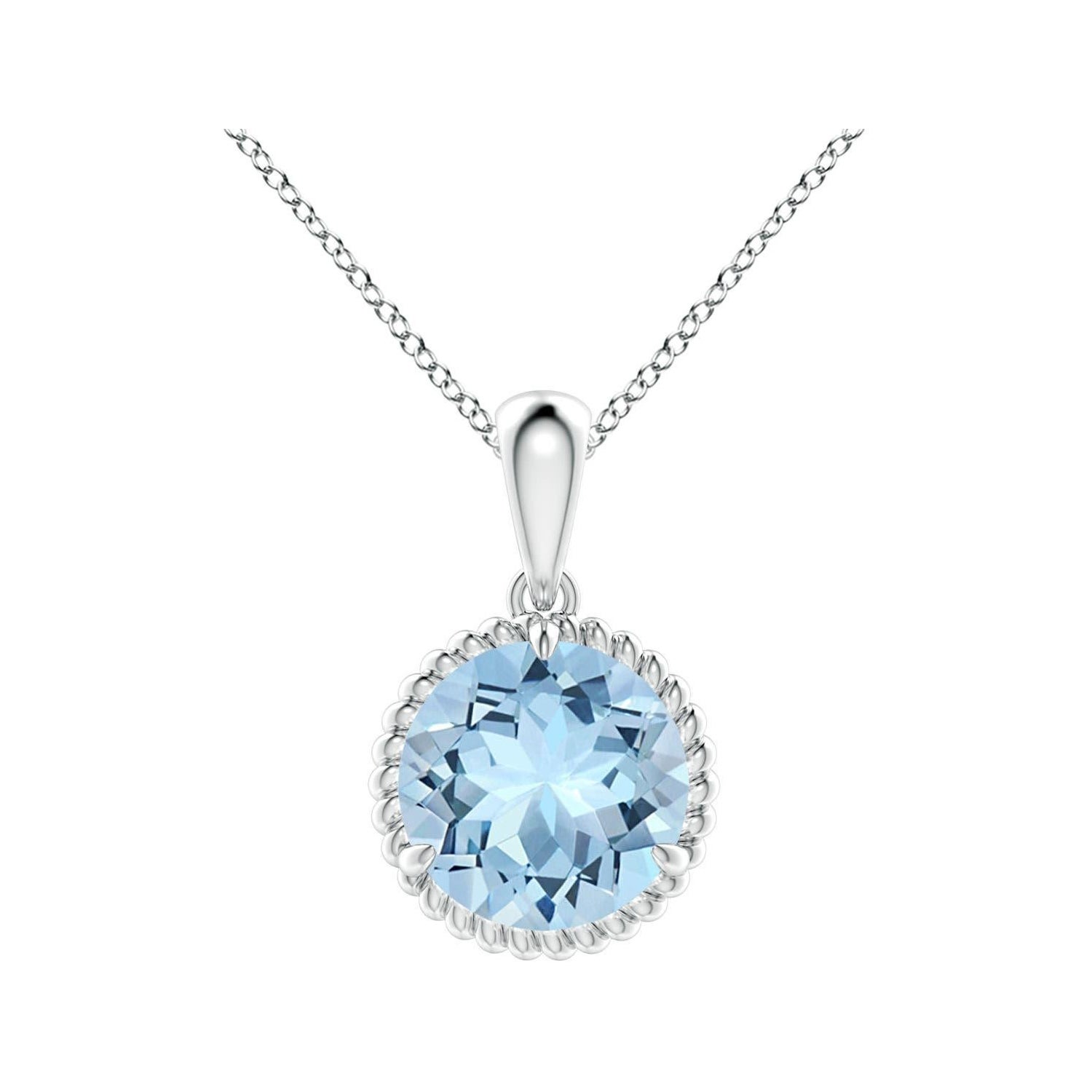 Ciondolo con solitario di acquamarina da 1,6 ct in oro bianco 14K di Angara Natural Claw-Set