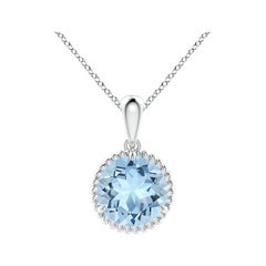 Ciondolo con solitario di acquamarina da 1,6 ct in oro bianco 14K di Angara Natural Claw-Set