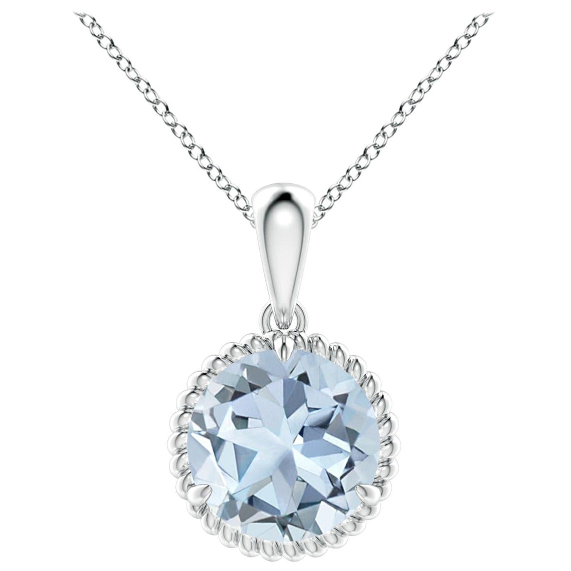 Ciondolo con solitario di acquamarina da 1,6 ct in oro bianco 14K di Angara Natural Claw-Set