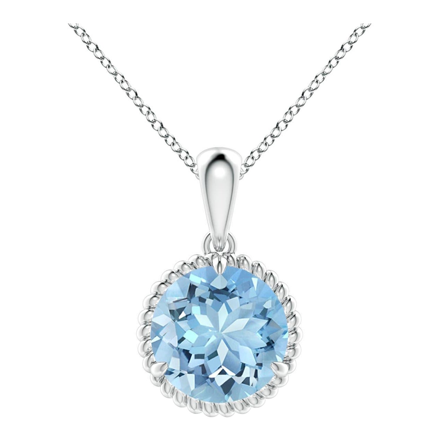 Angara Natural Claw-Set 1,6 ct Aquamarin Solitär-Anhänger in 14K Weißgold