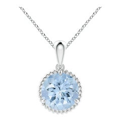 Angara Natural Claw-Set 1,6 ct Aquamarin Solitär-Anhänger in 14K Weißgold