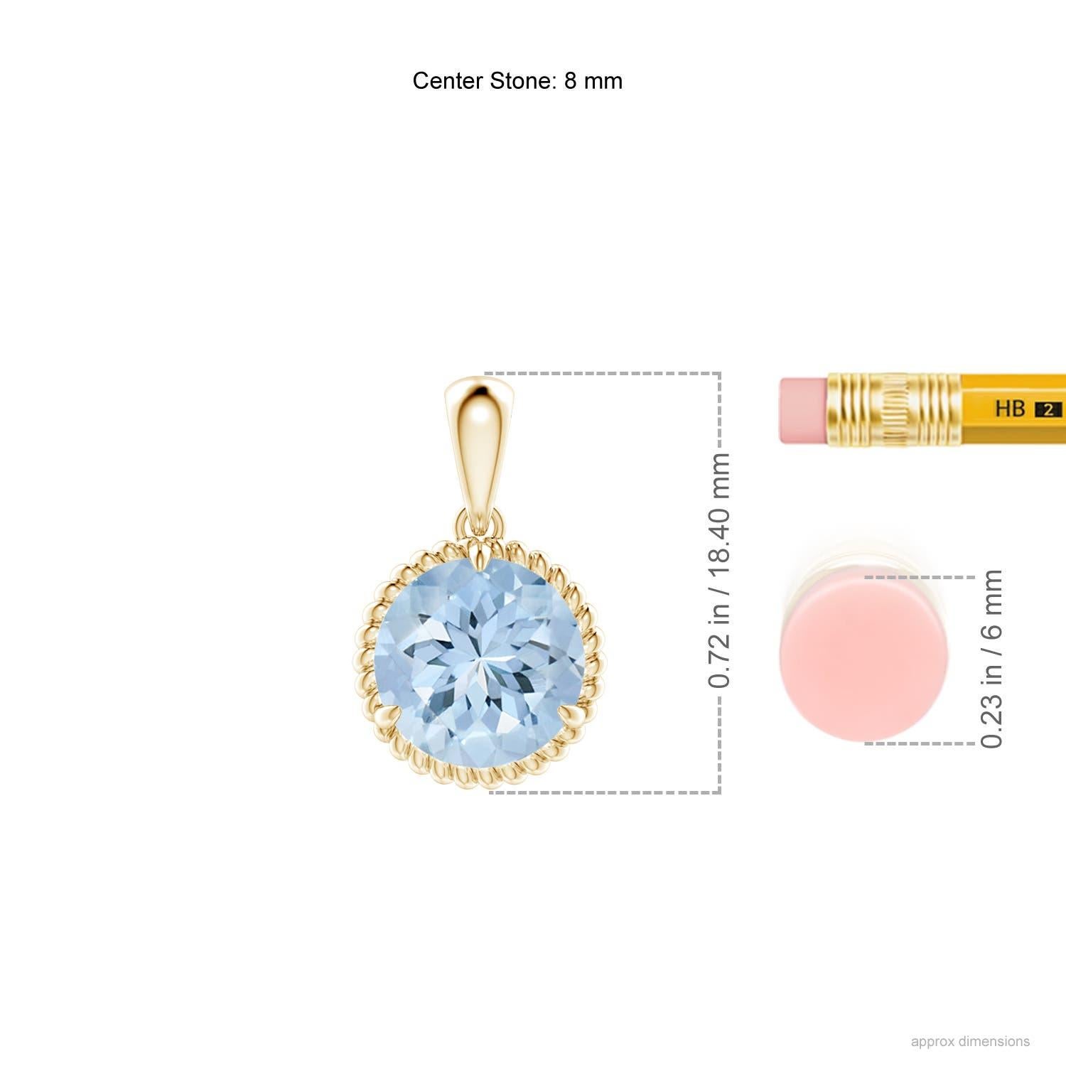 Angara Natural Claw-Set 1,6 ct Aquamarin Solitär-Anhänger in 14K Gelbgold (Rundschliff) im Angebot