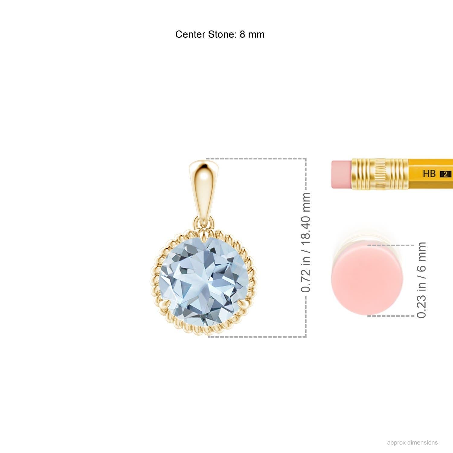 Angara Natural Claw-Set 1,6 ct Aquamarin Solitär-Anhänger in 14K Gelbgold (Rundschliff) im Angebot