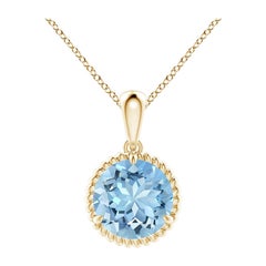 Angara Natural Claw-Set 1,6 ct Aquamarin Solitär-Anhänger in 14K Gelbgold