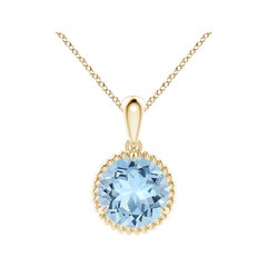 Angara Natural Claw-Set 1,6 ct Aquamarin Solitär-Anhänger in 14K Gelbgold
