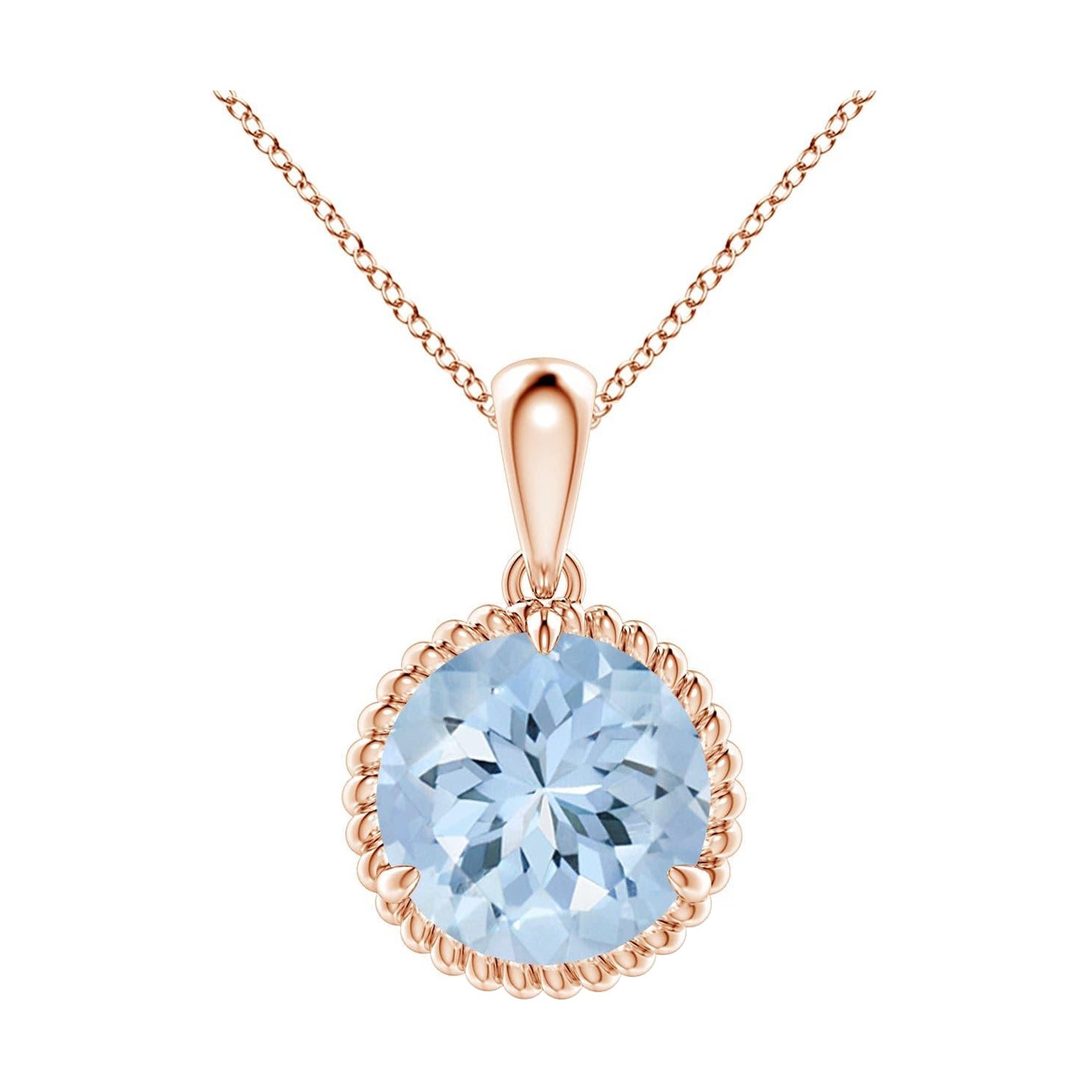 Ciondolo con solitario di acquamarina da 2,3 carati di Angara in oro rosa 14K