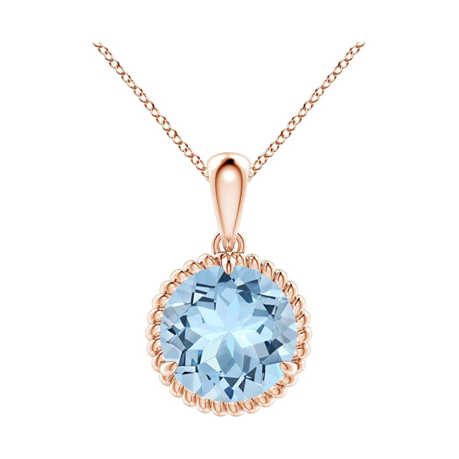 Ciondolo con solitario di acquamarina da 2,3 carati di Angara in oro rosa 14K