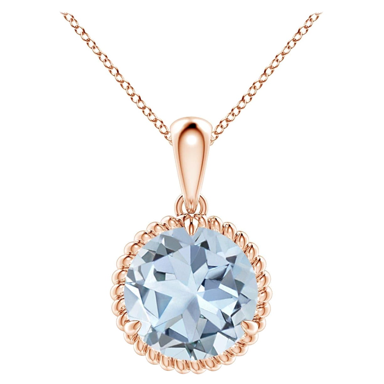 Ciondolo con solitario di acquamarina da 2,3 carati di Angara in oro rosa 14K
