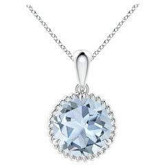 Angara Natural Claw-Set 2,3 ct Aquamarin Solitär-Anhänger in 14K Weißgold
