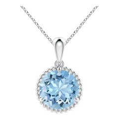 Angara Natural Claw-Set 2,3 ct Aquamarin Solitär-Anhänger in 14K Weißgold