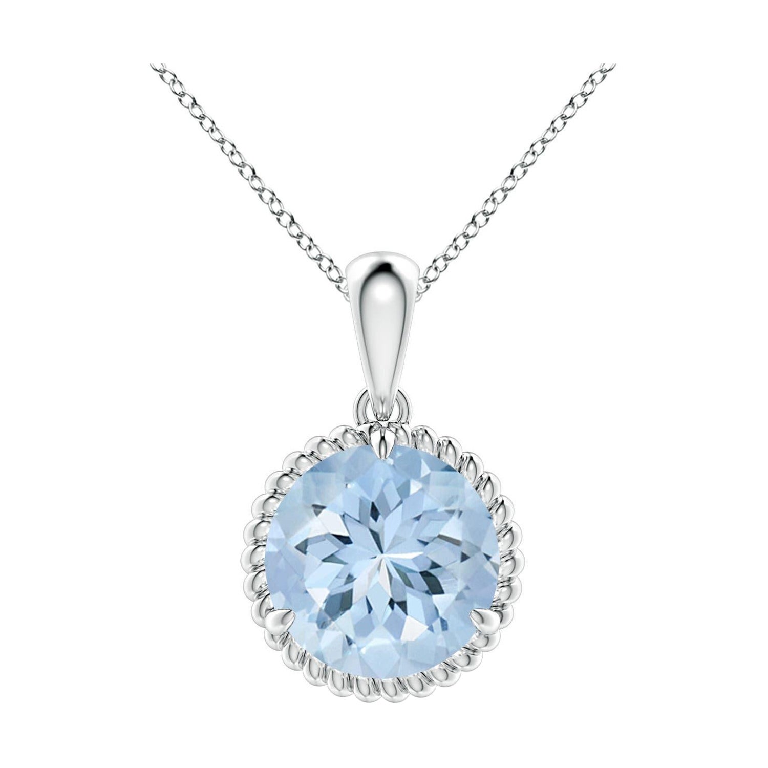 Angara Natural Claw-Set 2,3 ct Aquamarin Solitär-Anhänger in 14K Weißgold