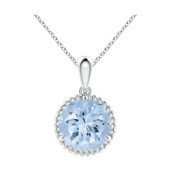Angara Natural Claw-Set 2,3 ct Aquamarin Solitär-Anhänger in 14K Weißgold