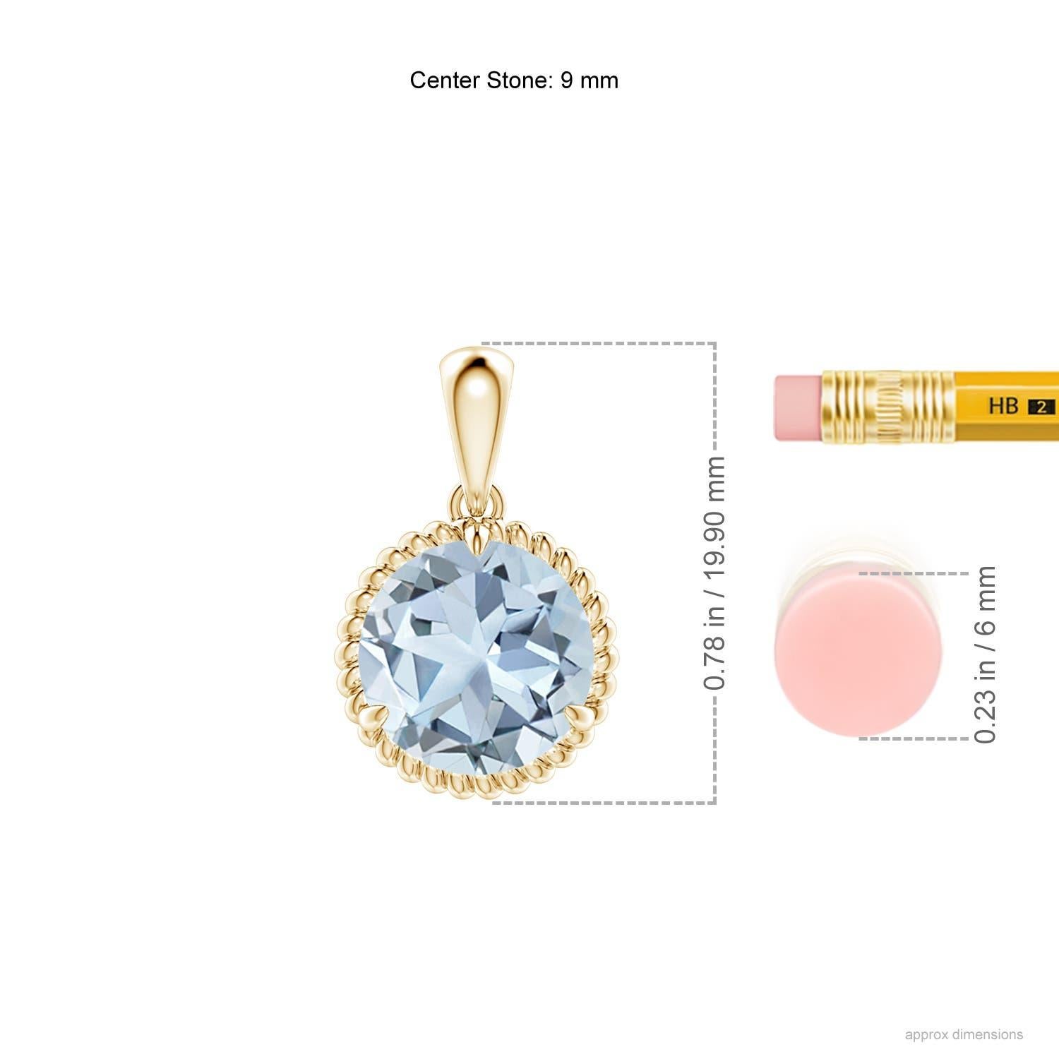 Angara Natural Claw-Set 2,3 ct Aquamarin Solitär-Anhänger in 14K Gelbgold (Rundschliff) im Angebot