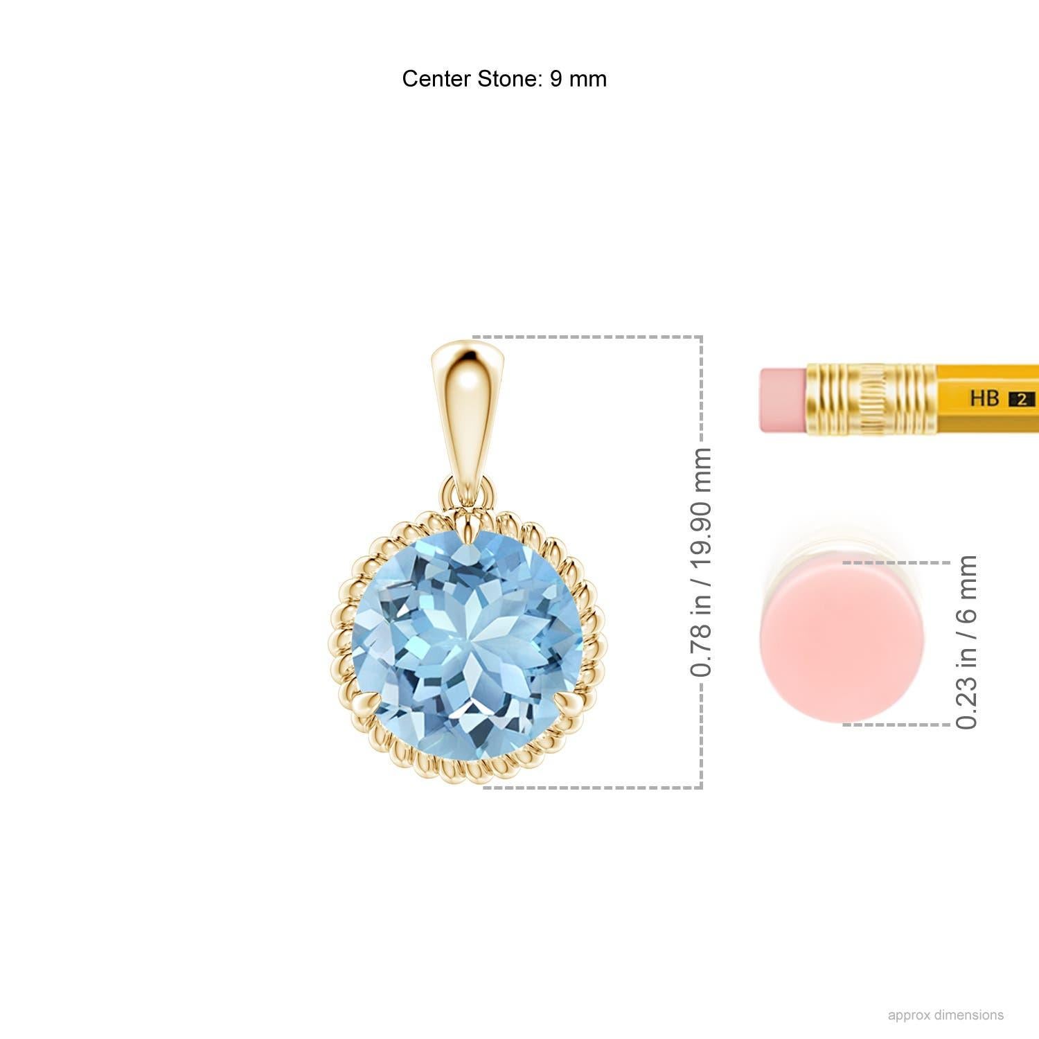 Angara Natural Claw-Set 2,3 ct Aquamarin Solitär-Anhänger in 14K Gelbgold (Rundschliff) im Angebot