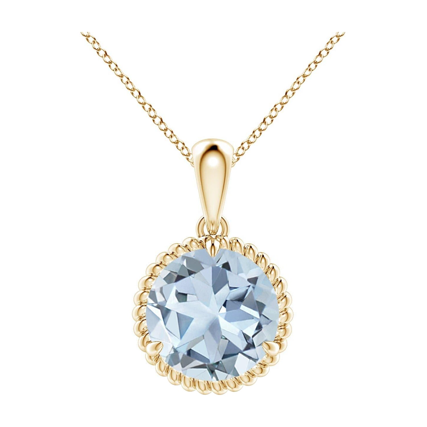 Angara Natural Claw-Set 2,3 ct Aquamarin Solitär-Anhänger in 14K Gelbgold