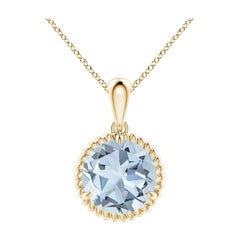 Angara Natural Claw-Set 2,3 ct Aquamarin Solitär-Anhänger in 14K Gelbgold