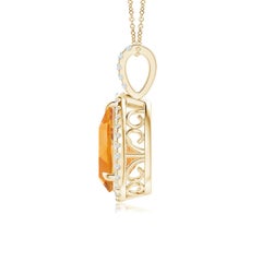 Angara Natural Claw-Set 2.35 ct Citrine Teardrop Halo Pendant in 14K Solid Gold