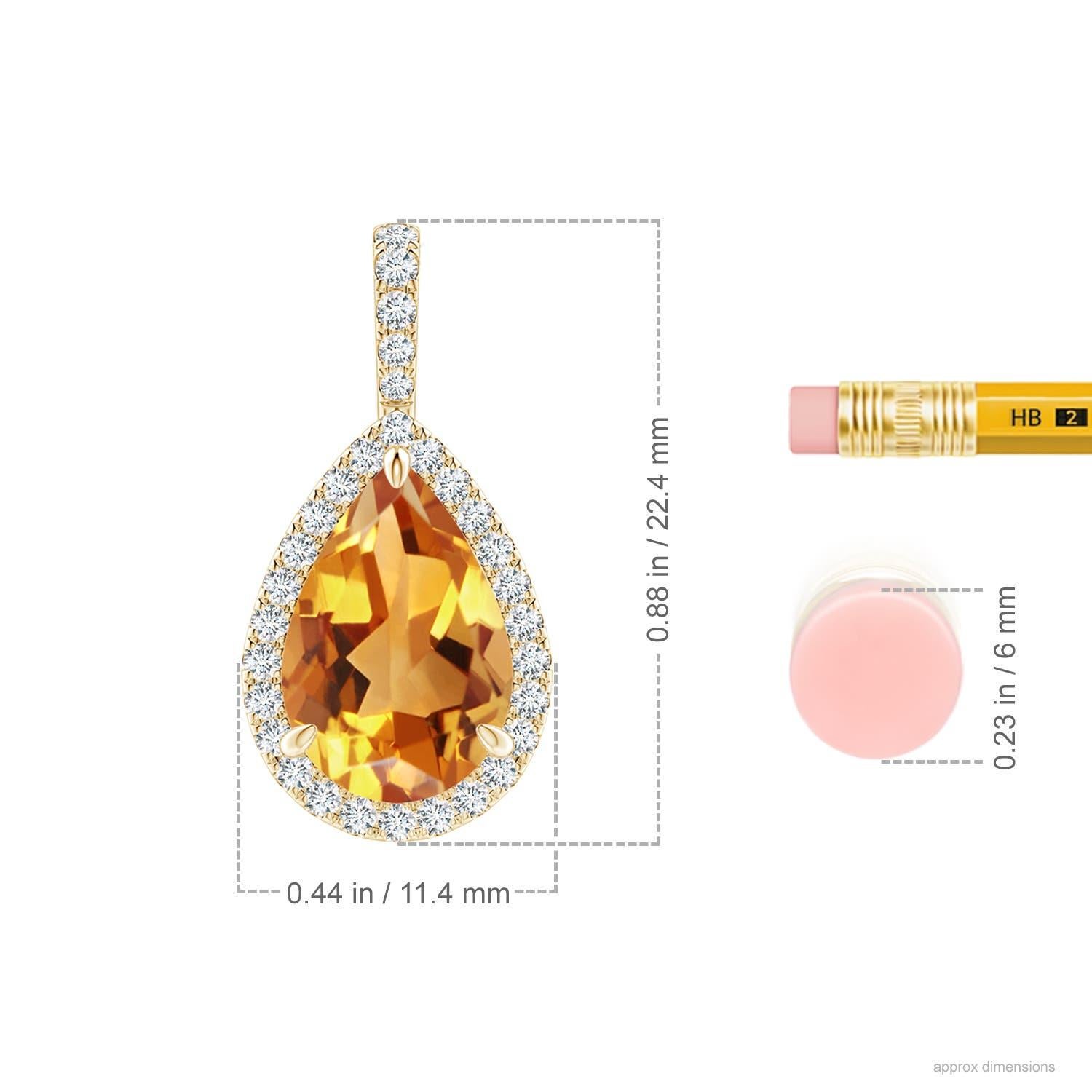 The Claw Nature 2.35 ct Citrine Teardrop Halo Pendentif en or massif 14K Neuf - En vente à Los Angeles, CA