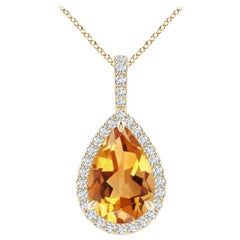 The Claw Nature 2.35 ct Citrine Teardrop Halo Pendentif en or massif 14K