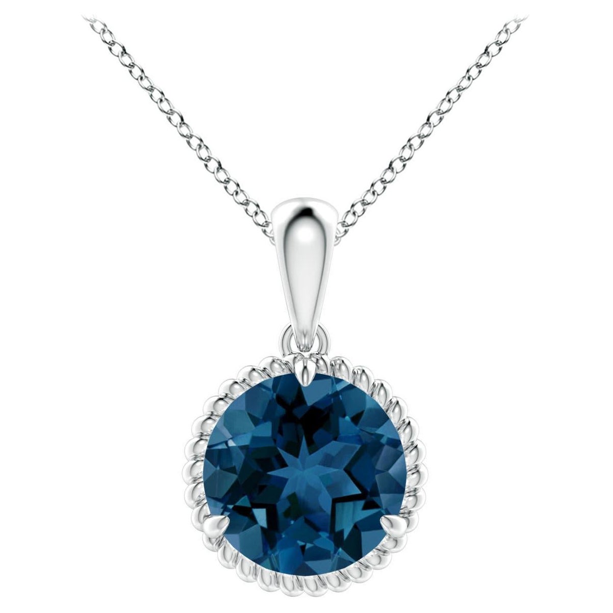 Angara Ciondolo solitario in oro 14K con incastonatura a griffe naturale da 2,35 ct di Topazio Blu di Londra