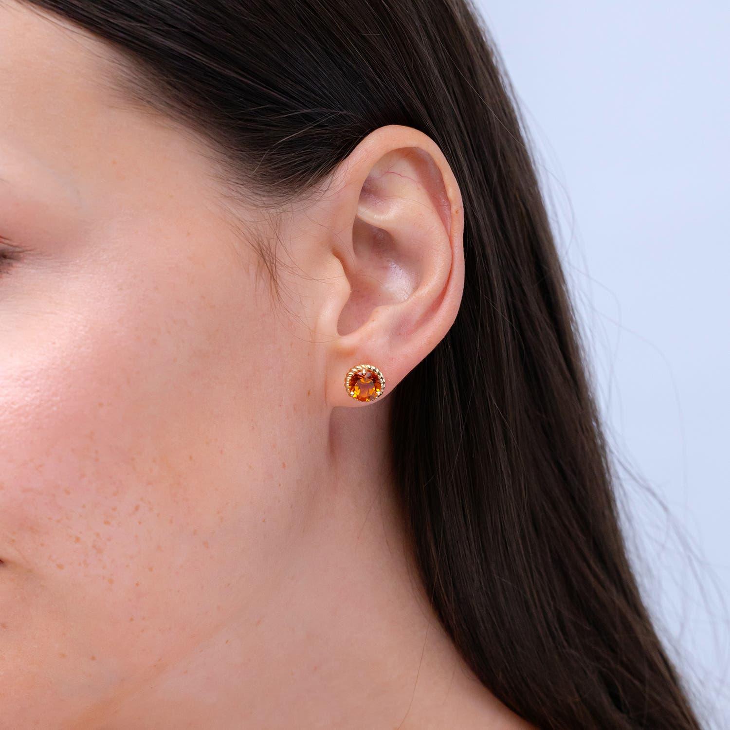 Moderne Angara - Boucles d'oreilles Martini en or massif 14K avec Citrine Naturelle sertie de griffes 2.5 ct en vente