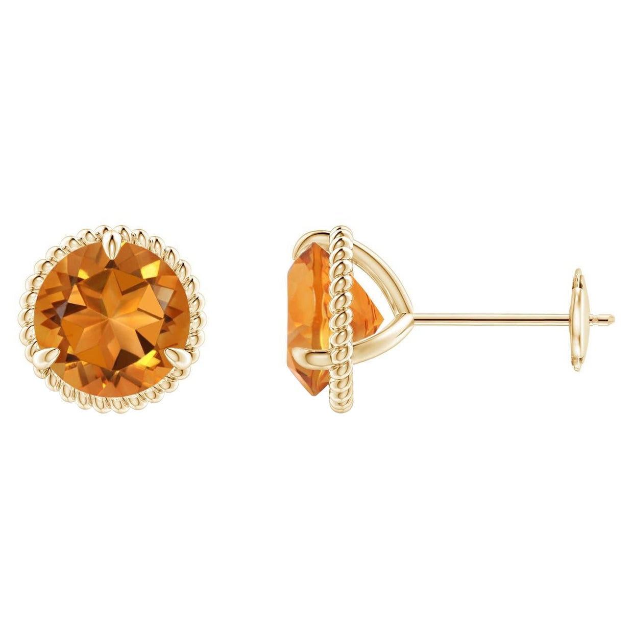 Angara - Boucles d'oreilles Martini en or massif 14K avec Citrine Naturelle sertie de griffes 2.5 ct