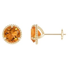 Angara - Boucles d'oreilles Martini en or massif 14K avec Citrine Naturelle sertie de griffes 2.5 ct