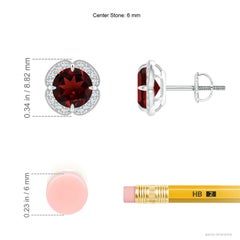 Angara Natural Claw-Set 2ct Garnet Clover Stud Earrings in 14K Solid Gold