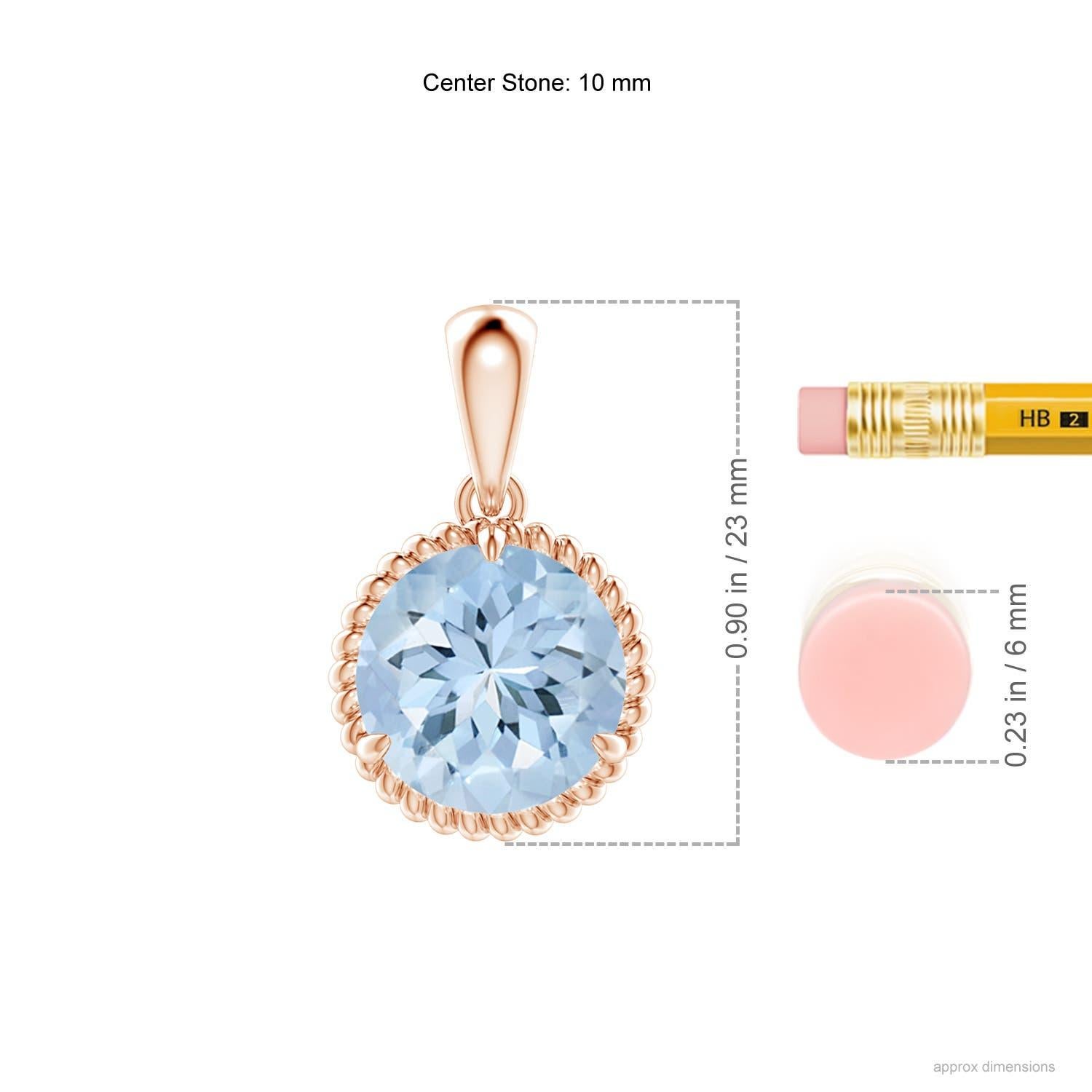 Taglio rotondo Ciondolo con solitario di acquamarina da 3,2 carati di Angara in oro rosa 14K in vendita