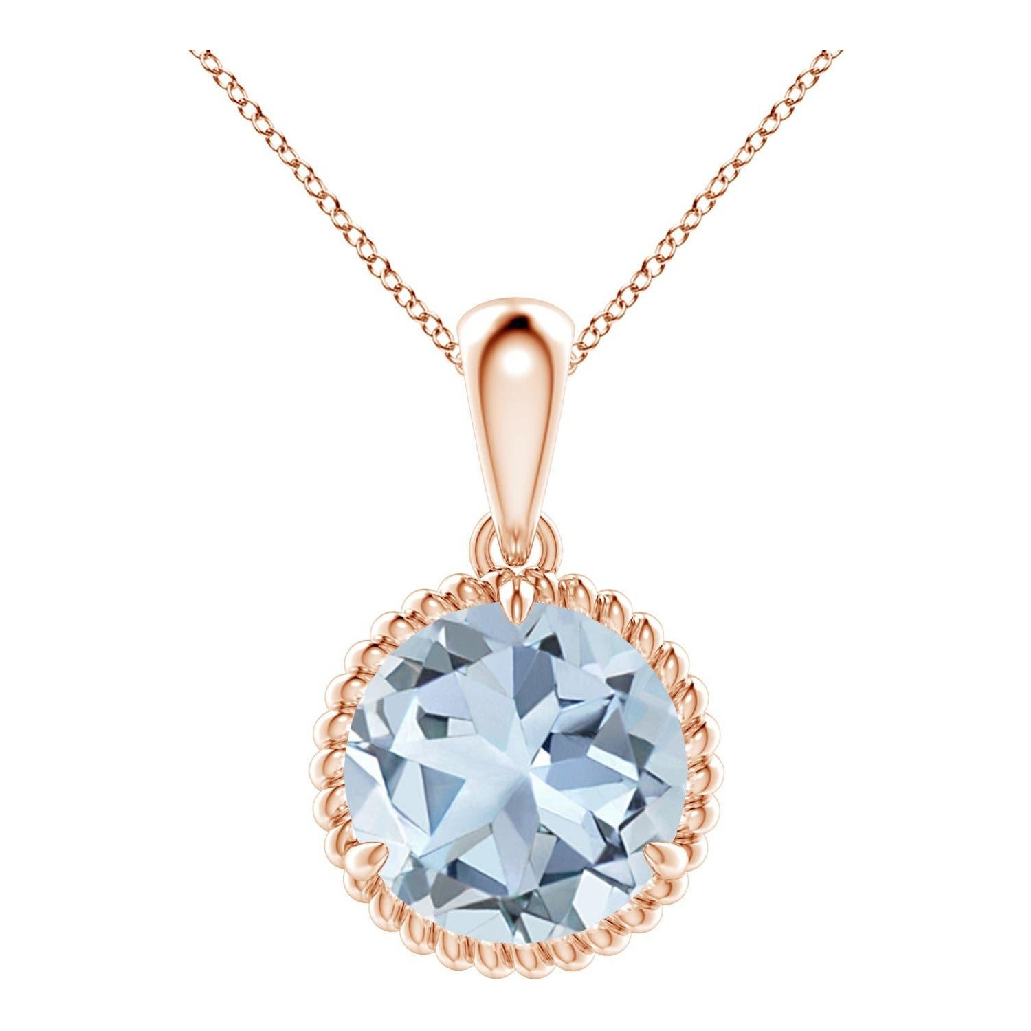 Ciondolo con solitario di acquamarina da 3,2 carati di Angara in oro rosa 14K in vendita